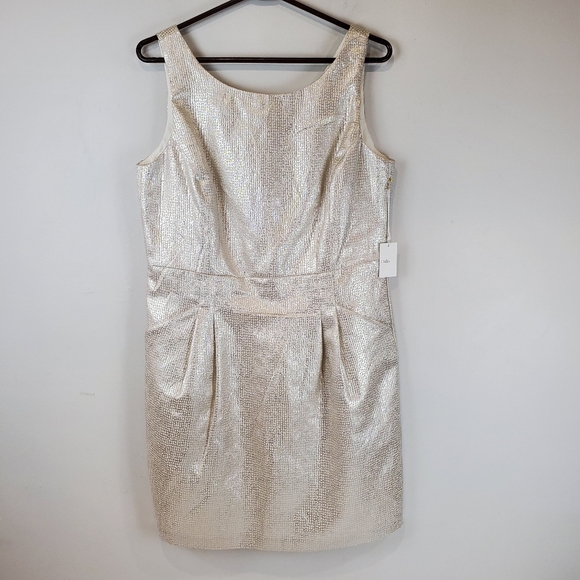 Dalia Pocked Silver Sleeveless Cocktail Dress Size 12 Womens Front pockets NWT - Picture 13 of 15